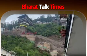 शिमला के ढली में लैंडस्लाइड, सैकड़ो सेब के पेड़ बर्बाद।